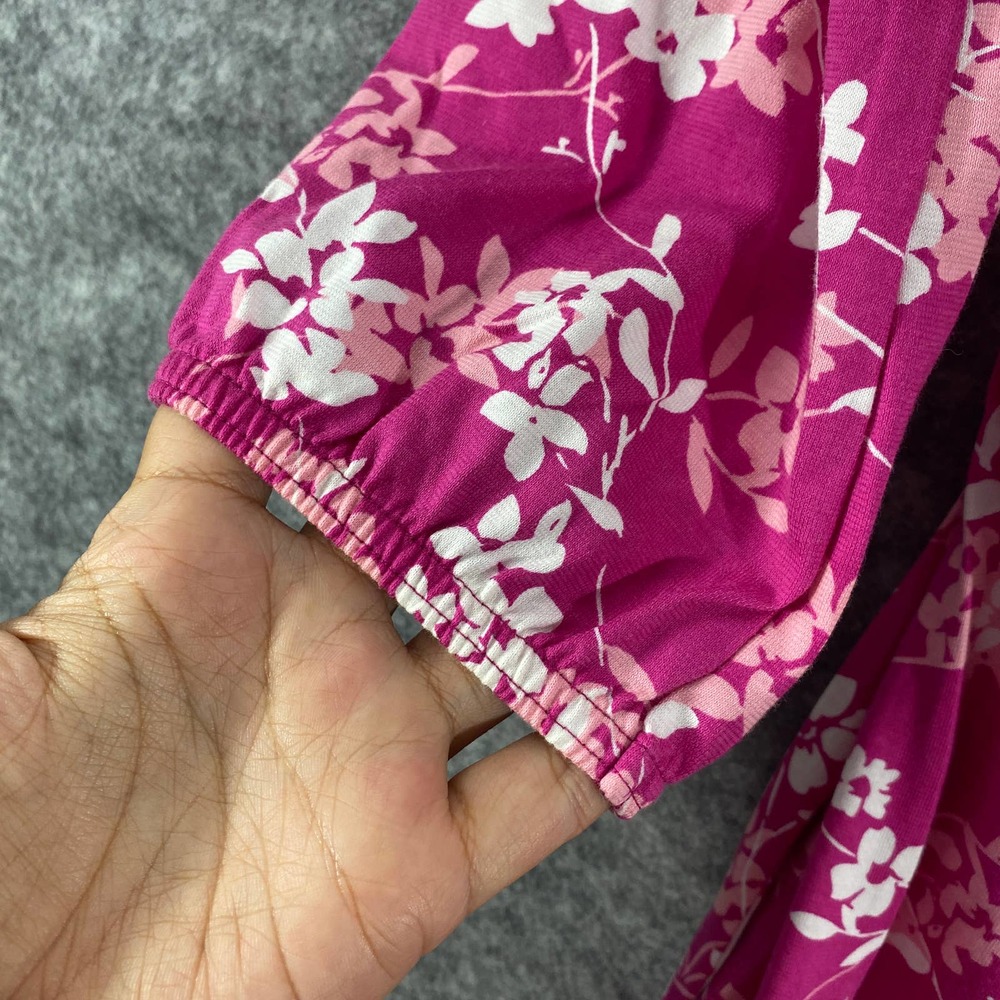 Garnet Hill Mini Dress XS Pink Floral Wrap V-Neck - Picture 4 of 10